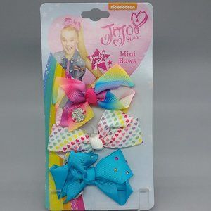 JoJo Siwa 3 Pack Rainbow Hearts Blue Mini Hair Bow